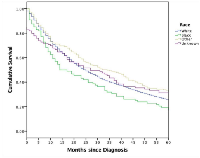 Figure 1: Survival Analysis among Races Studied including White, Black, Other, and Unknown.