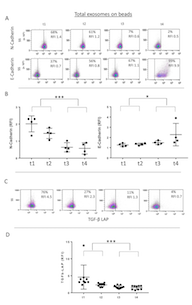 Figure 2:  Alterations in the molecular cargo of  exosomes harvested from HNSCC patients undergoing  PDT.  (A) 